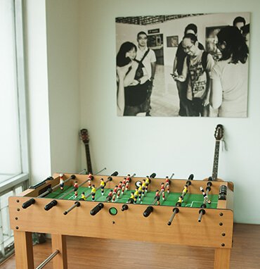 Lounge with foos ball